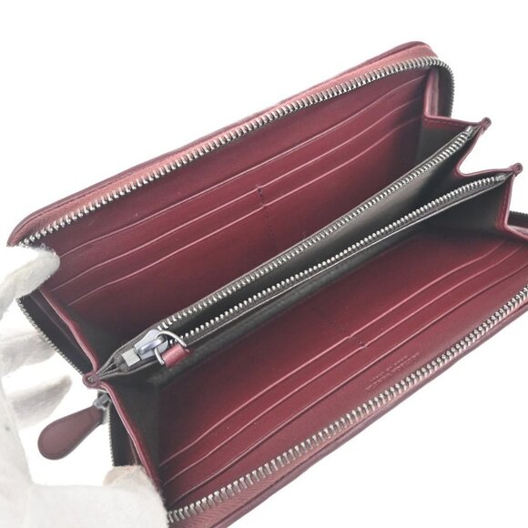 BOTTEGA VENETA Intrecciato Long Zip Around Wallet Purse Leather Red 65KB080 - Picture 9 of 15